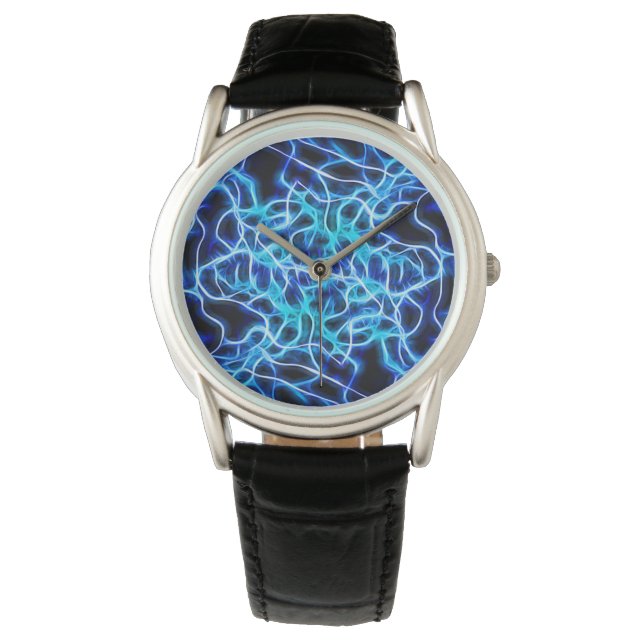 Electric Neon Blue Tesla Coil Lightning Watch (Front)