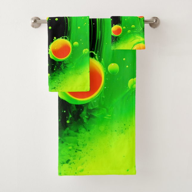 Electric Neon Bubble Dance Bath Towel Set (Insitu)