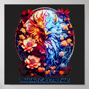 Electric Neon Eagle  Poster