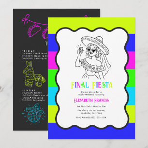 Electric Neon Final Fiesta Bachelorette Weekend Invitation