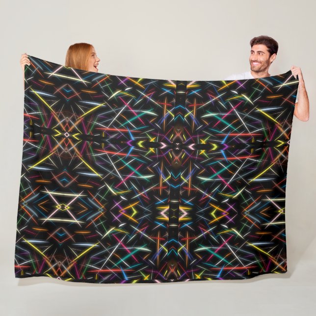 Electric Neon Geometric Art Blanket (In Situ)