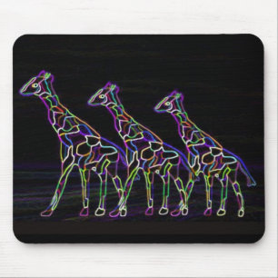 Electric Neon Giraffes Mouse Mat