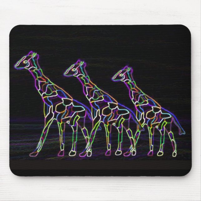 Electric Neon Giraffes Mouse Mat (Front)