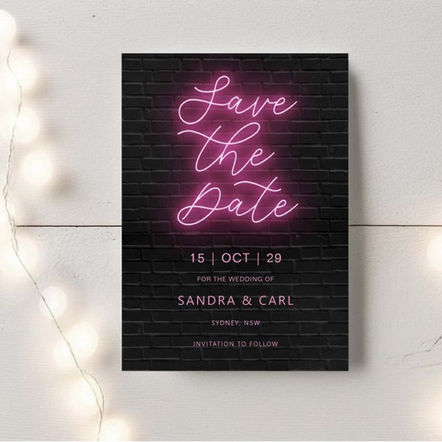 Electric Neon Glow Light Save the Date Invitation (Creator Uploaded)