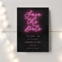 Electric Neon Glow Light Save the Date Invitation