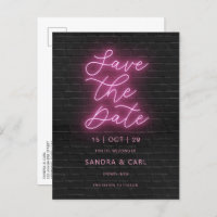 Electric Neon Glow Light Save the Date Invitation 