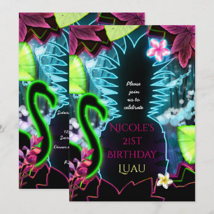 Electric Neon Lights Pineapple Party Invitation