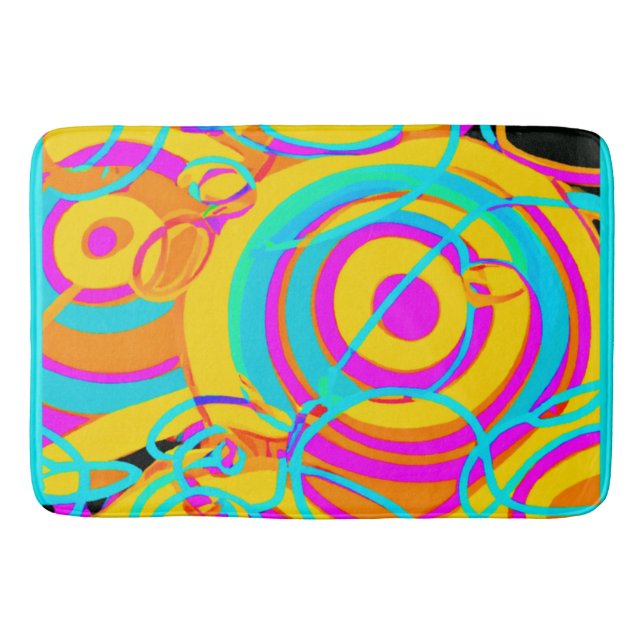 Electric Neon Pattern Art Design Bath Mat (Front)