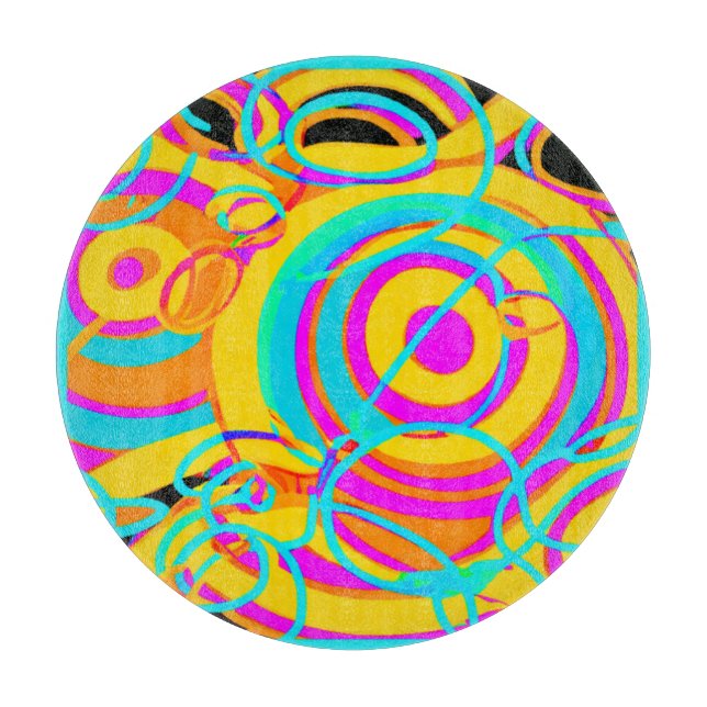 Electric Neon Pattern Art Design Cutting Board (Front)