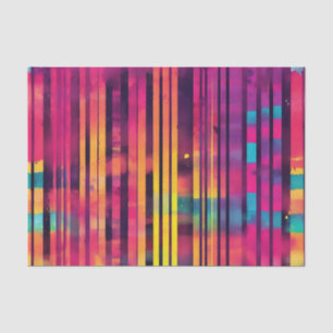 Electric Neon Watercolor Stripes Tissue Paper