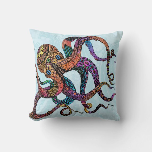 Electric Octopus Throw Pillows (Front)