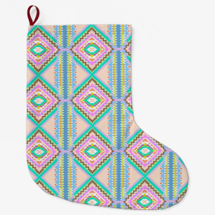 Electric Pastel Dream Kaleidoscope Large Christmas Stocking