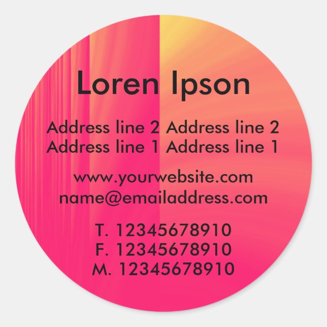 Electric Peach Business / Profile Classic Round Sticker (Front)