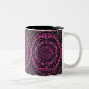 Electric Pink Mandala Notebook Two-Tone Coffee Mug
