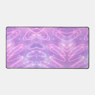 Electric pink neon scribbles AI art Desk Mat