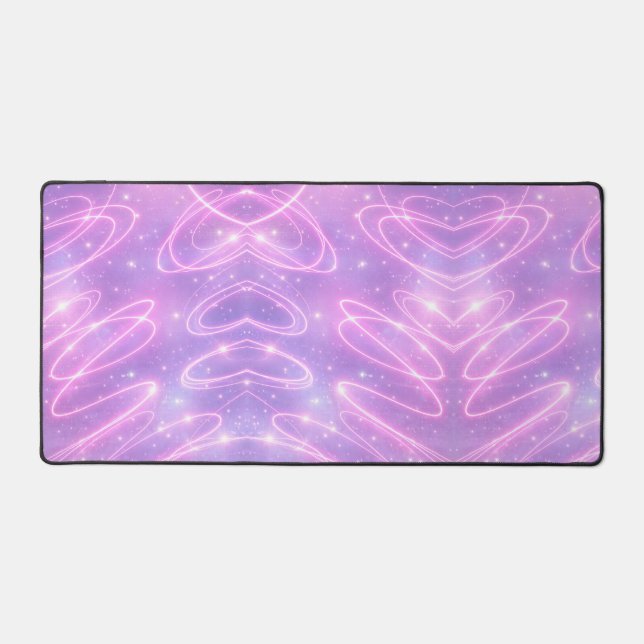 Electric pink neon scribbles AI art  Desk Mat (Front)