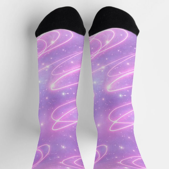 Electric pink neon scribbles AI art  Socks (Top)