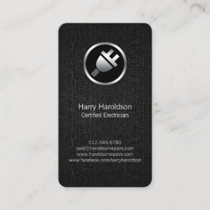 Electric Plug BlackGrunge Electrician BusinessCard Business Card