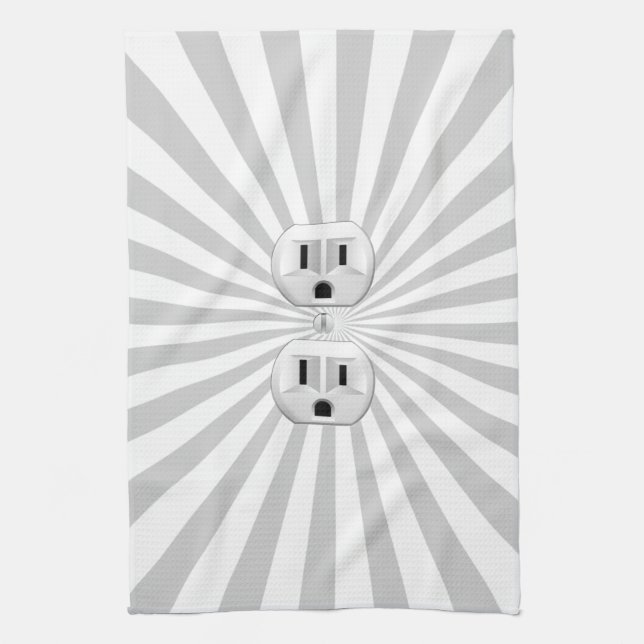 Electric Plug Wall Outlet Fun Customise This! Tea Towel (Vertical)