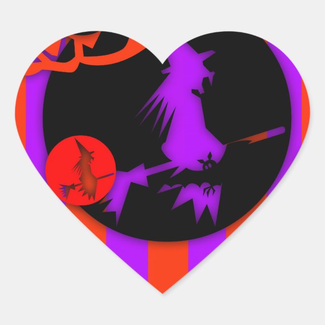 Electric Pop Colours Halloween Heart Sticker (Front)