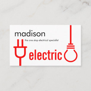 Electric Power Plug Light Bulb Business Card