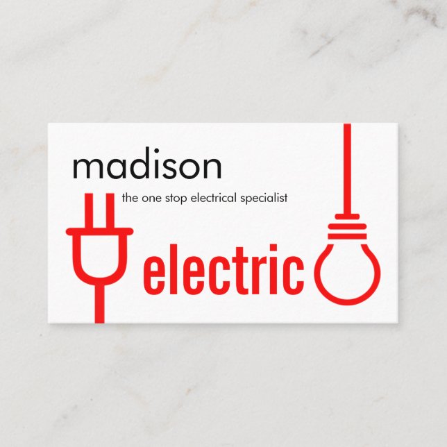 Electric Power Plug Light Bulb Business Card (Front)