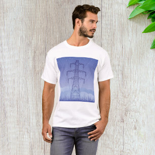 Electric Power Transmission Tower at Night Sky T-Shirt
