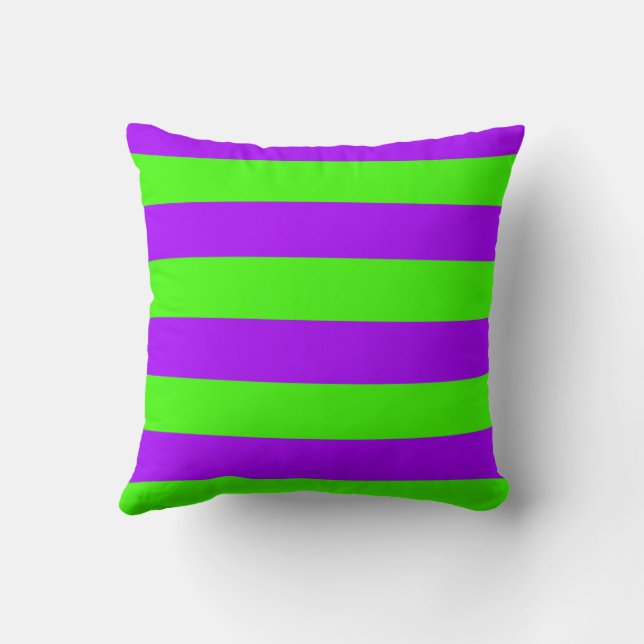Electric Psychedelic Purple And Harlequin Green Cushion (Back)