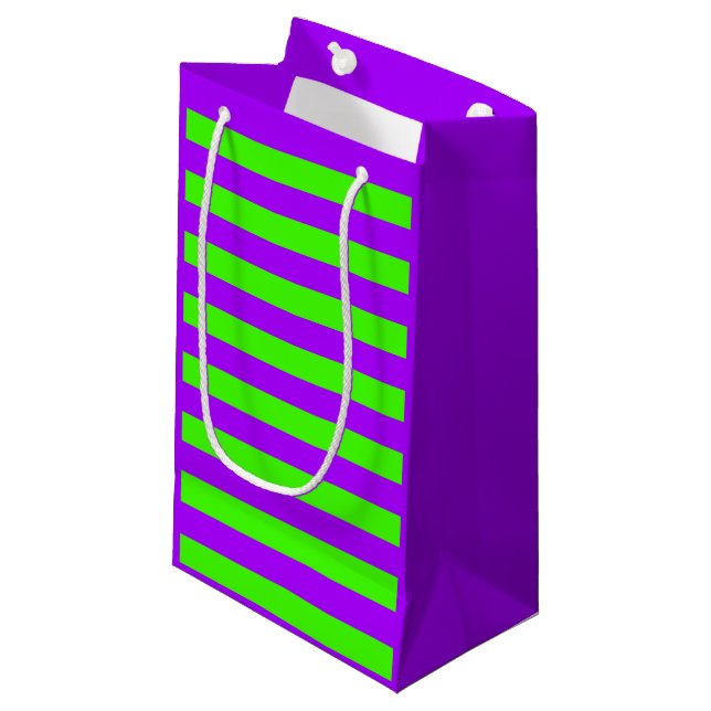 Electric Psychedelic Purple And Harlequin Green Small Gift Bag (Front Angled)