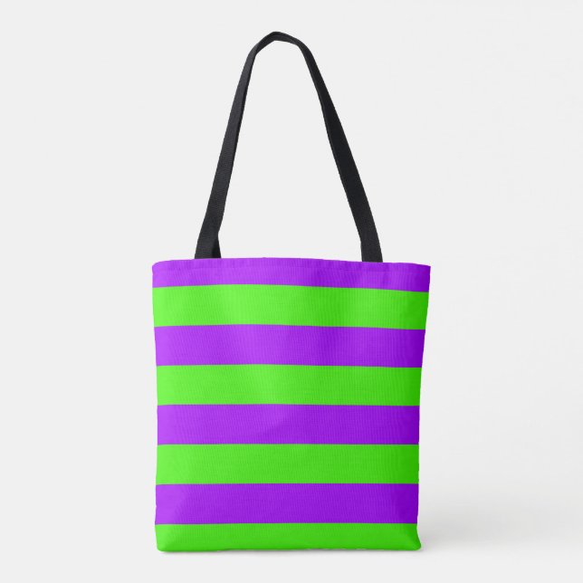 Electric Psychedelic Purple And Harlequin Green  Tote Bag (Back)