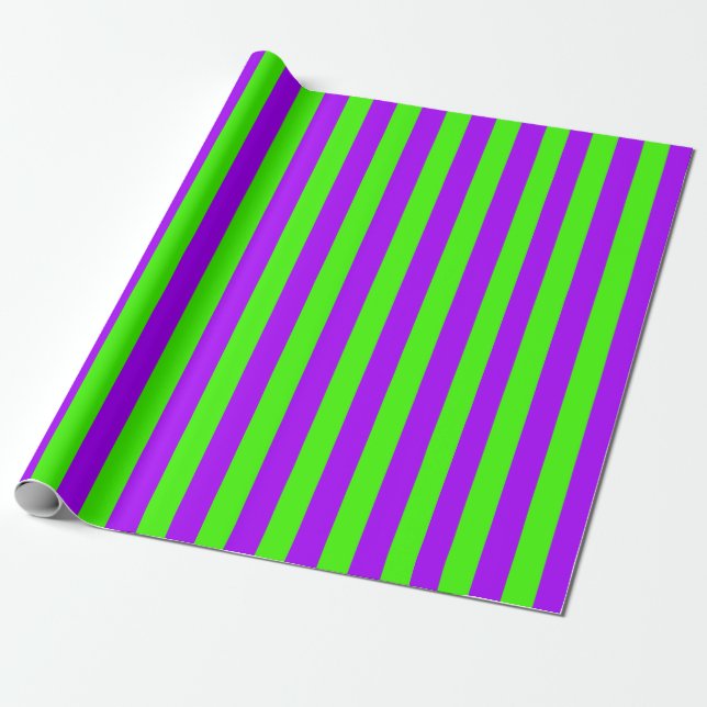 Electric Psychedelic Purple And Harlequin Green Wrapping Paper (Unrolled)