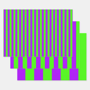 Electric Psychedelic Purple And Harlequin Green Wrapping Paper Sheet
