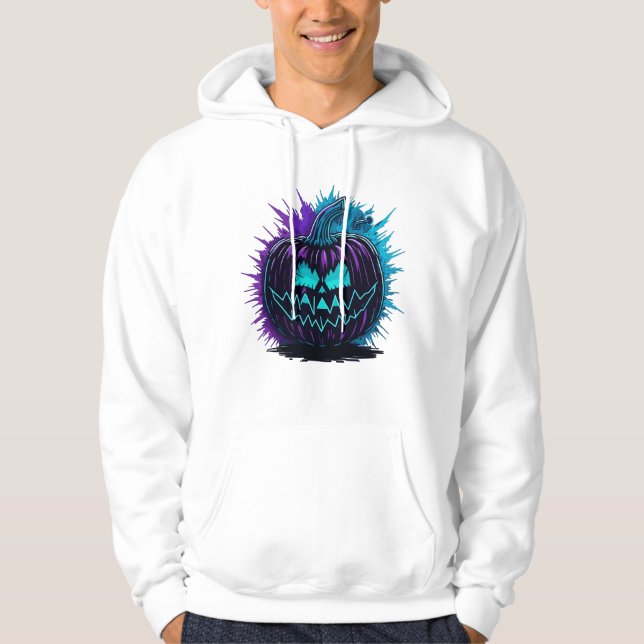 Electric Pumpkin Graffiti | Purple and Teal Hoodie (Front)