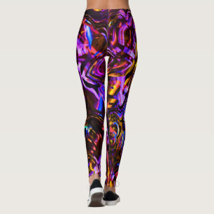 Electric Purple and Black Abstract Art Leggings