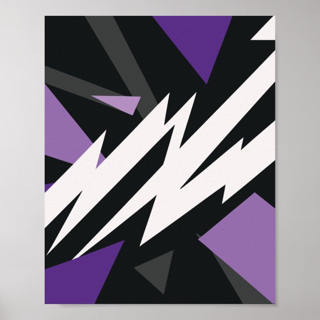 Electric Purple and Black Geometric Design Poster (Front)