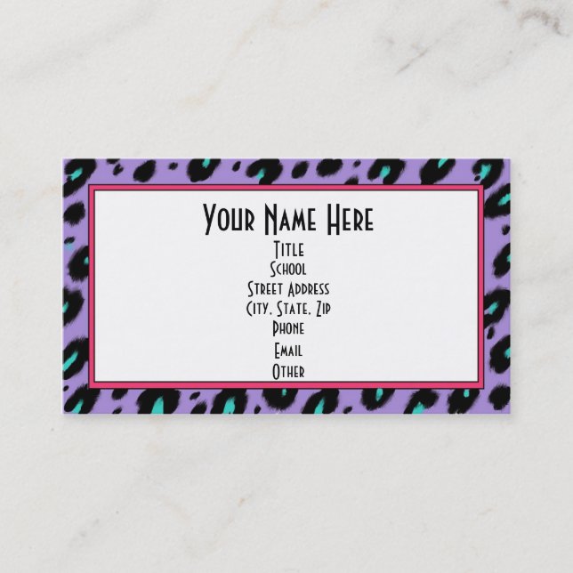 Electric Purple Cheetah Business Card (Front)