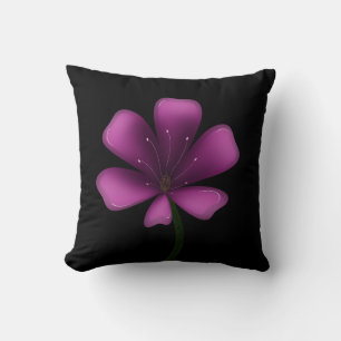 Electric Purple Glossy Bloom Moody Dark Botanical  Cushion