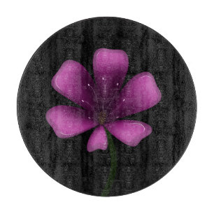 Electric Purple Glossy Bloom Moody Dark Botanical  Cutting Board