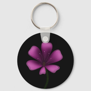 Electric Purple Glossy Bloom Moody Dark Botanical  Key Ring
