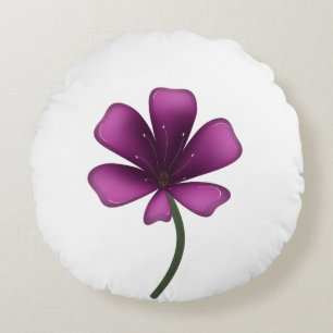 Electric Purple Glossy Bloom Moody Dark Botanical  Round Cushion