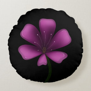 Electric Purple Glossy Bloom Moody Dark Botanical  Round Cushion