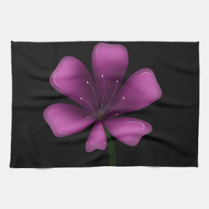Electric Purple Glossy Bloom Moody Dark Botanical  Tea Towel