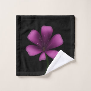 Electric Purple Glossy Bloom Moody Dark Botanical Wash Cloth