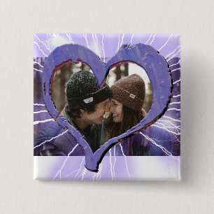 Electric Purple Heart Couples Photo 15 Cm Square Badge