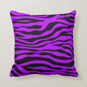Electric Purple Zebra Stripes Animal Print Cushion