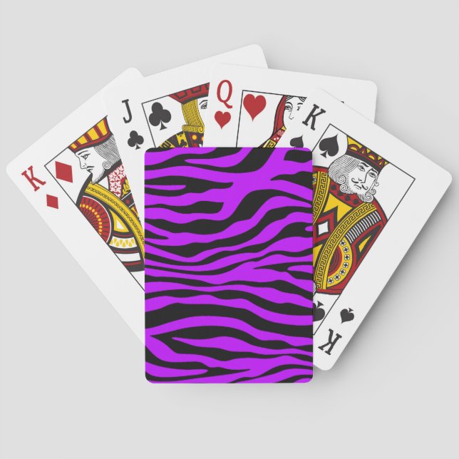Electric Purple Zebra Stripes Animal Print Playing Cards (Back)