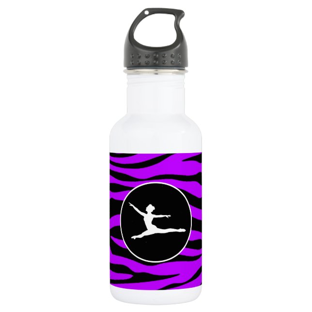 Electric Purple Zebra Stripes; Ballet 532 Ml Water Bottle (Front)