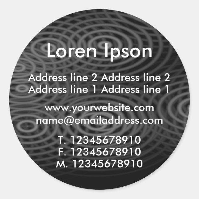 Electric Rain Black Business / Profile Classic Round Sticker (Front)