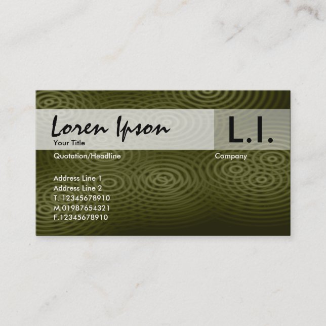 Electric Rain - Green/Brown Business Card (Front)