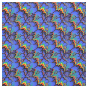 Electric Rainbow Waves Fractal Art Pattern Fabric
